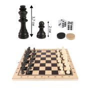 Шахматы, шашки, нарды 3 в 1 дерево, шах.фиг.- пластик, шашки-дерево ИН-9463